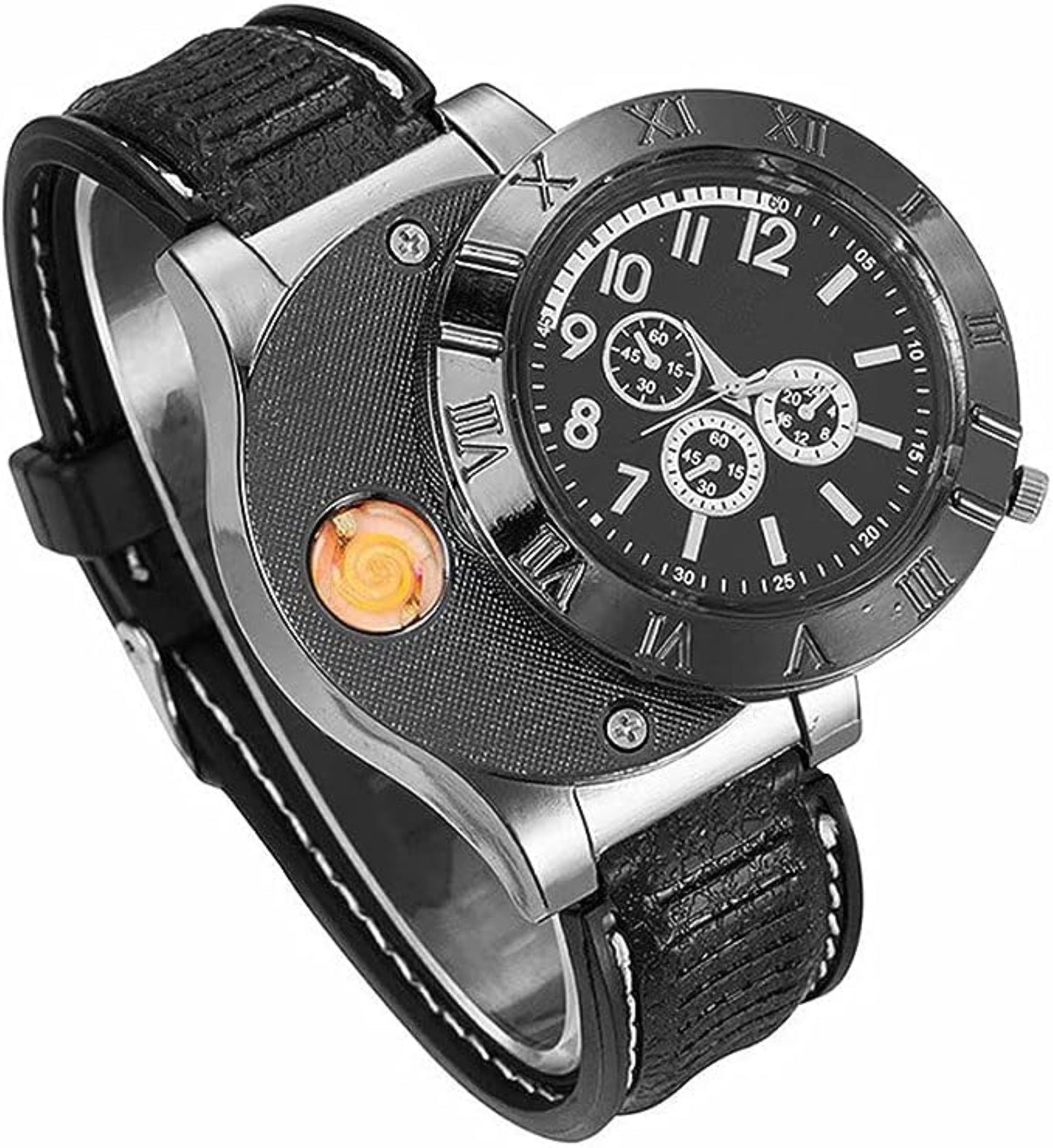Men's Military USB Lighter Watch – Rechargeable and Multifunctional