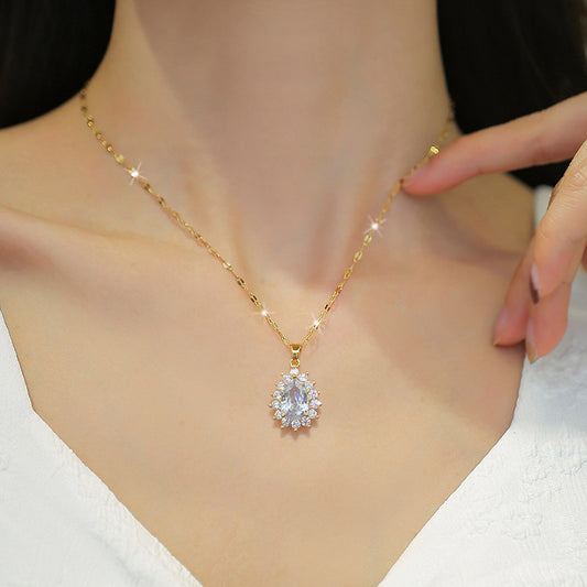 Graceful Banquet Ear Necklace Set – Micro-Inlaid Design