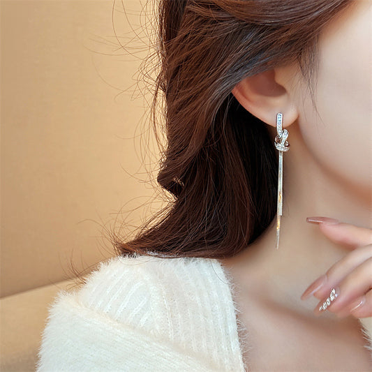 Stylish Long Fringe Knot Earrings – Gold & Silver Options